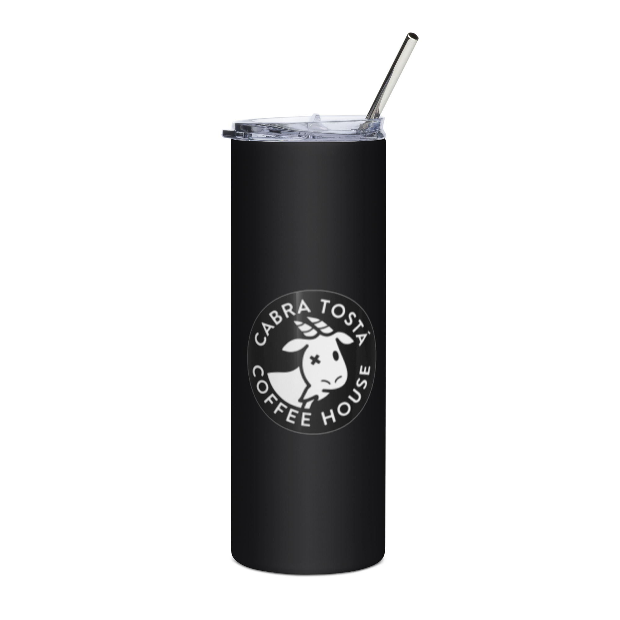 Vaso térmico tumbler negro Cabra Tostá de 20 oz