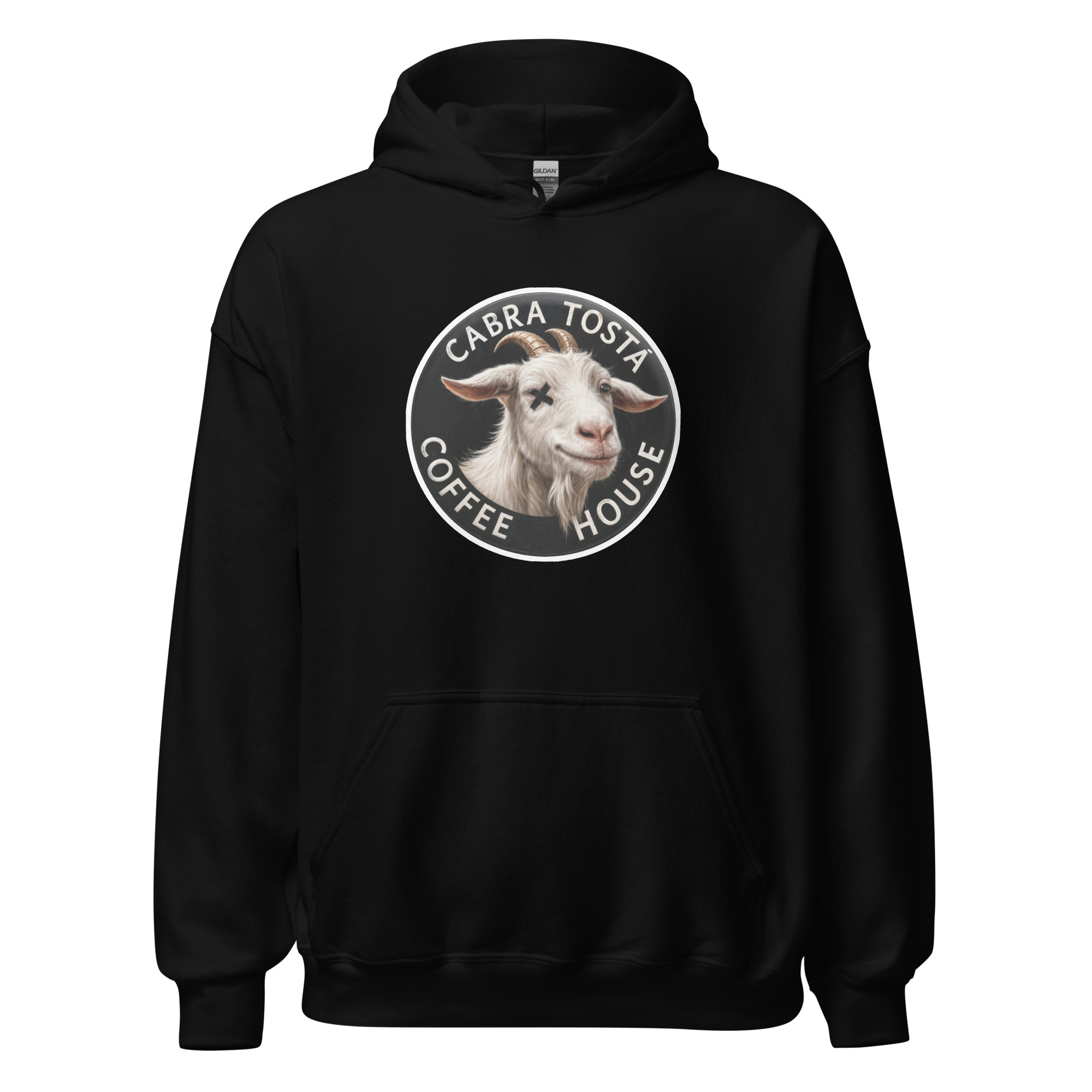Sudadera negra Cabra Tostá con capucha y logo oficial